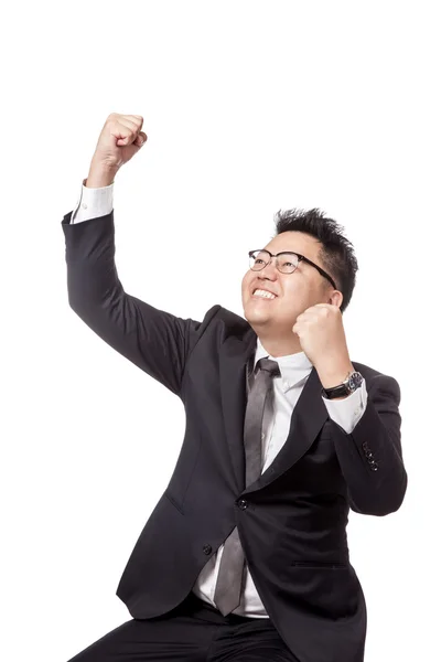 アジア系のビジネスマンは握りこぶしの成功のためのポンプ — ストック写真