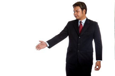 Asya işadamı ile el sallamak tebrik