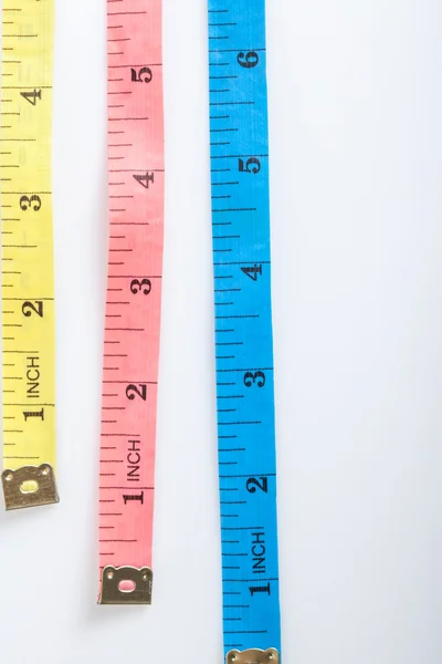 Three colorful  measuring tapes — Stock Photo, Image