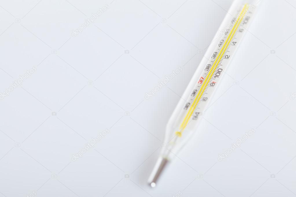 Close up of glass tube and mercury thermometers