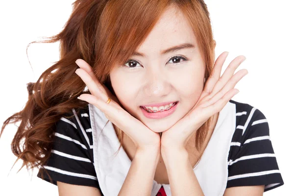 Zamknij się z azjatyckimi dziewczyna uśmiech — Zdjęcie stockowe