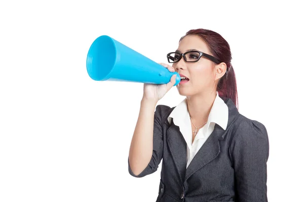 Asian business woman announce something — Stock Photo, Image
