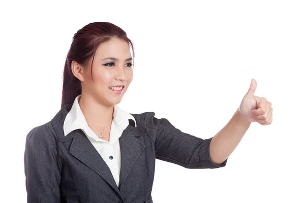 アジア ビジネス女性の親指と笑顔 — ストック写真
