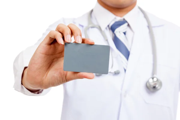 Blank card in hand of Asian male doctor — Stock Photo, Image