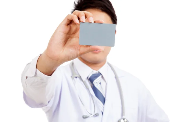 Asian male doctor show a card — Stock Photo, Image