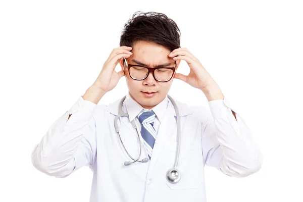 Asian male doctor got headache — Stock Photo, Image