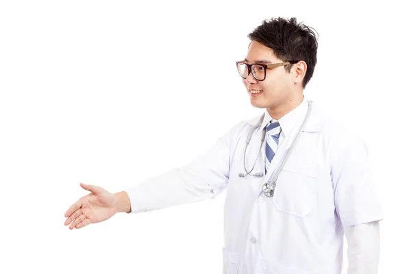 Asian male doctor greeting  shake hand — Stock Photo, Image