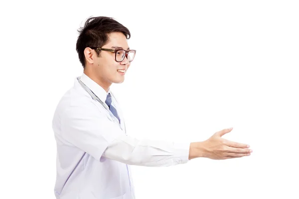 Asiático macho médico saludo apretón de la mano —  Fotos de Stock