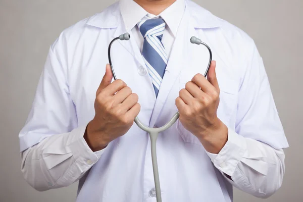 Close up of Asian male doctor with  stethoscope — Stock Photo, Image