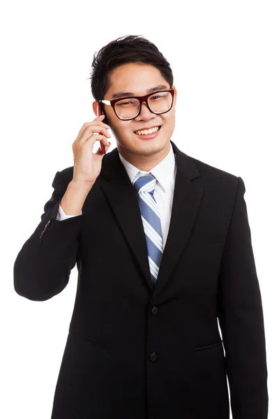 Asiatische Geschäftsmann Lächeln Gespräch auf dem Handy — Stockfoto