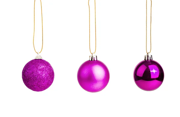 Tre di baubles albero di Natale viola — Foto Stock