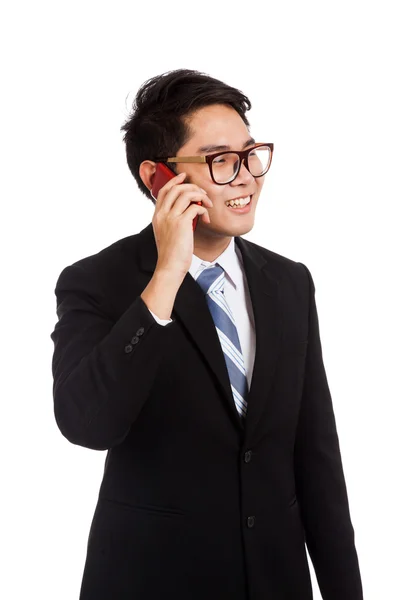 Asian businessman smile  talk on mobile phone — Stock Photo, Image