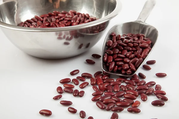 Frijoles rojos con cuchara y bol — Foto de Stock