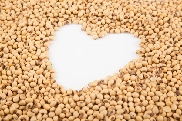Soybeans with heart shape — Stock Photo, Image
