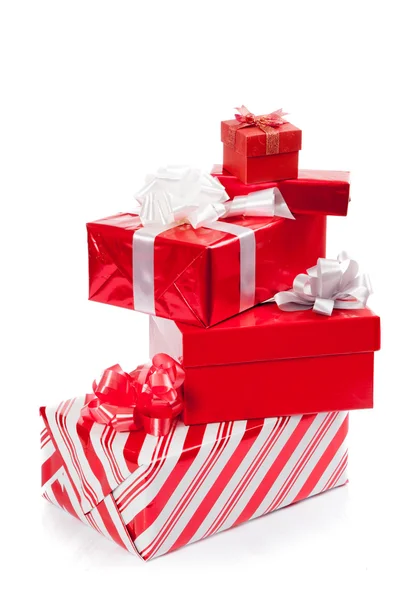 Группа красных подарочных коробок на Рождество — стоковое фото