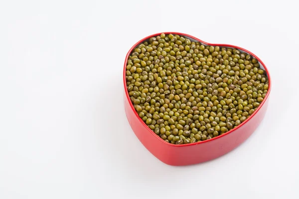 Mungo fazole ve tvaru srdce box — Stock fotografie