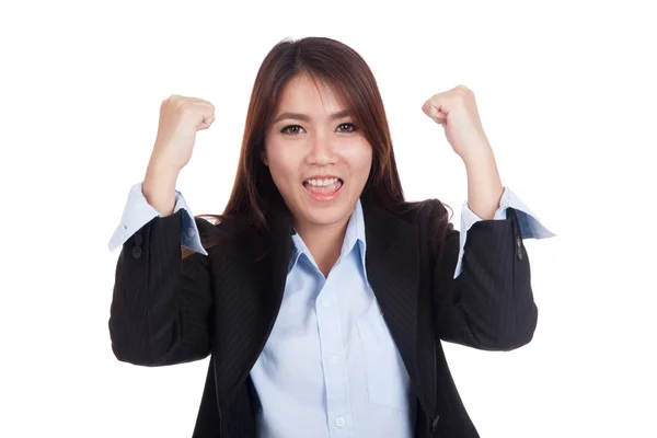 Young Asian businesswoman happy with success — Stock Photo, Image