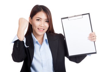 Genç Asyalı işkadını başarı ile boş Pano