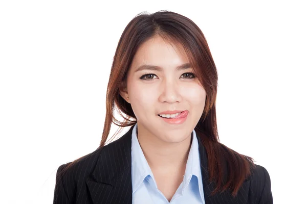 Young Asian businesswoman smile with her tongue out — Stock Photo, Image