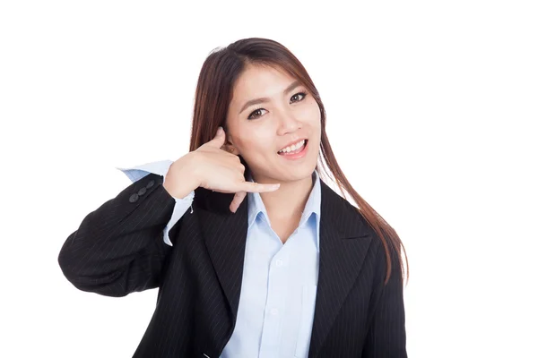 Giovane asiatico businesswoman gesturing phone call — Foto Stock