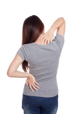 Genç Asyalı kadın geri ağrı var