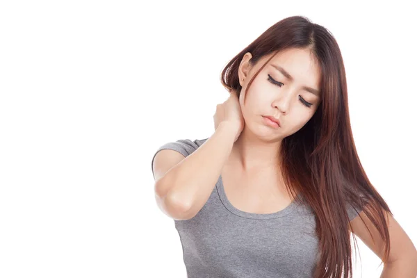 Young Asian woman got neck pain — Stock Photo, Image