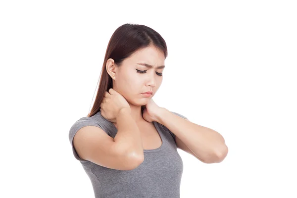 Young Asian woman got neck pain — Stock Photo, Image