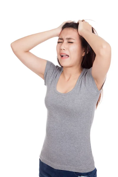 Depressed young Asian woman cry out — Stock Photo, Image