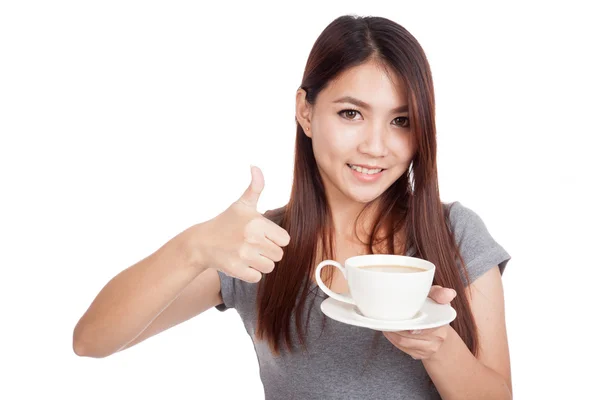 Joven mujer asiática con taza de café — Foto de Stock