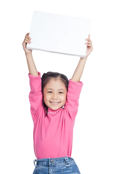 Asian little girl hold a blank sign — Stock Photo, Image