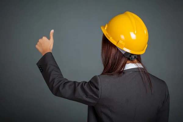 Zurück von asiatischen Ingenieur Mädchen zeigen Daumen nach oben — Stockfoto