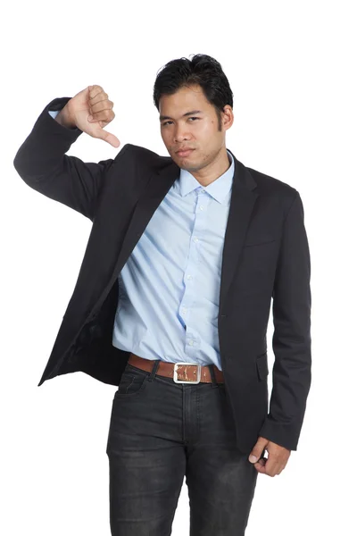 Asijské podnikatel ukazují palec dolů — Stock fotografie