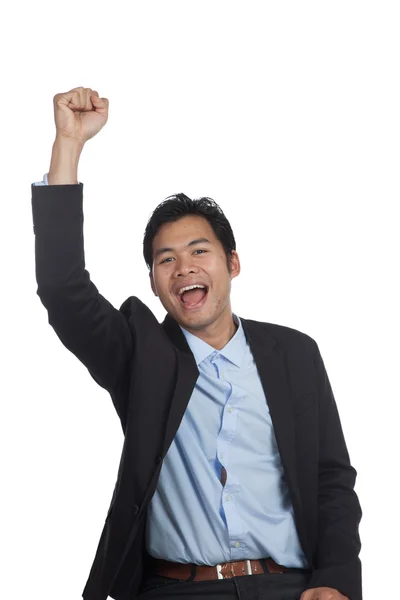 Asian businessman happy do fist pump — Stock Photo, Image