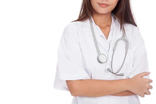 Close up Asian female doctor  folded arms — Stock Photo, Image