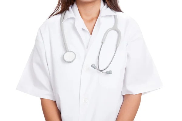 Körper einer jungen asiatischen Ärztin mit Stethoskop — Stockfoto