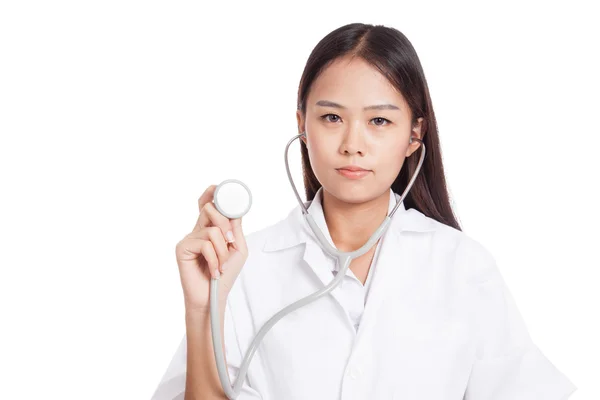 Young Asian female doctor with stethoscope — Stock Photo, Image