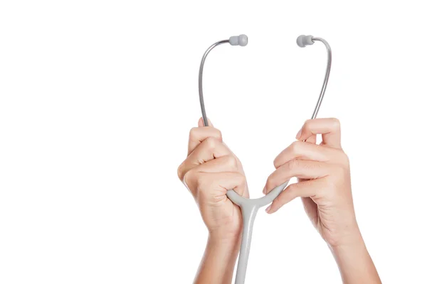 Stetoskop el ele tutuşur — Stok fotoğraf