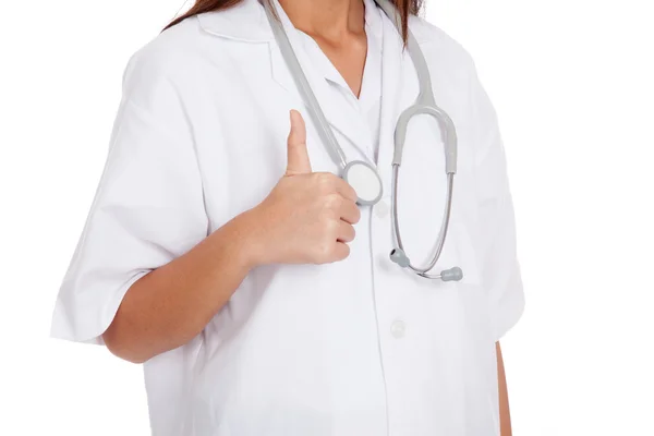 Close up of Asian female doctor show thumbs up — Stock Photo, Image