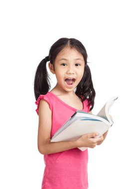 Happy little asian girl  read a book