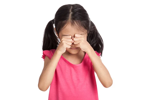 Pouco asiático menina é triste e chorar — Fotografia de Stock