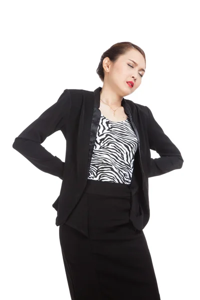 Giovane asiatico business donna got indietro pain — Foto Stock
