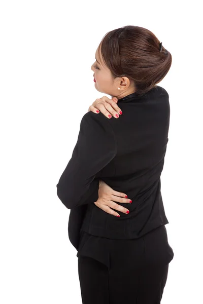 Young Asian business woman got back pain — Stock Photo, Image