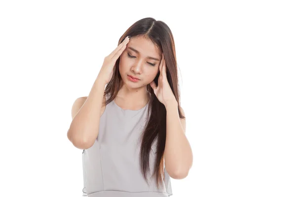 Genç Asyalı kadın hasta ve baş ağrısı var — Stok fotoğraf