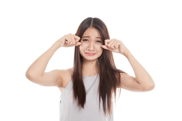 Joven mujer asiática triste y llorar — Foto de Stock