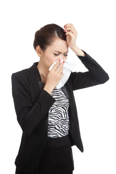 Young Asian woman got sick and flu — Stock Photo, Image