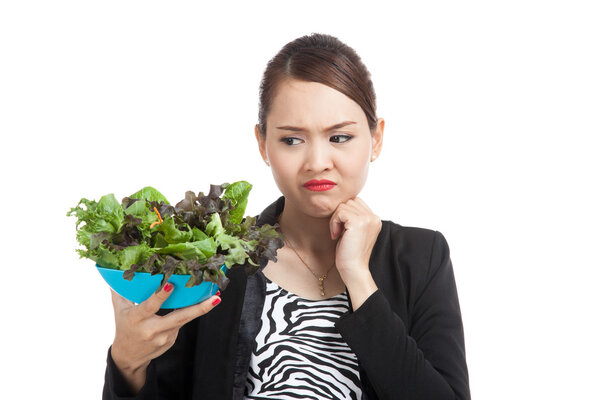 Asian business woman hate salad