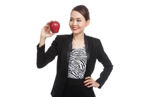 Fiatal ázsiai üzleti nő piros Alma — Stock Fotó