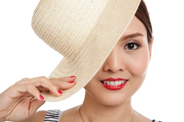 Asiática hermosa chica con un sombrero — Foto de Stock