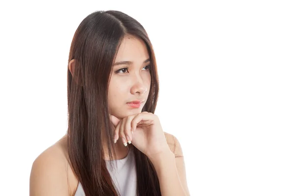 Grave giovane donna asiatica distogliere lo sguardo — Foto Stock