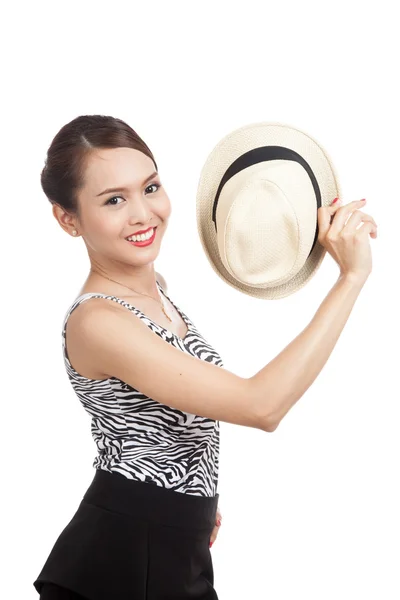 Asian beautiful girl with a hat — Stock Photo, Image